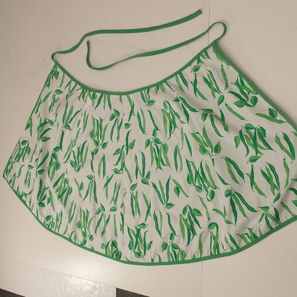 Vintage Chili Peppers Wrap Skirt Fun Print 70s 80s Cotton Midi Bright Green - Picture 7 of 8